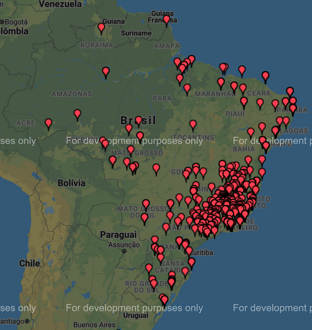 mapa de inscrições